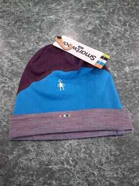 Smartwool Thermal Colorblock 100% Merino Wool Knit Winter Hat Beanie NWT Purple
